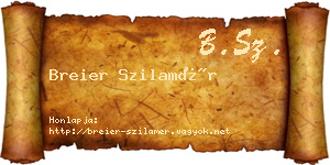 Breier Szilamér névjegykártya